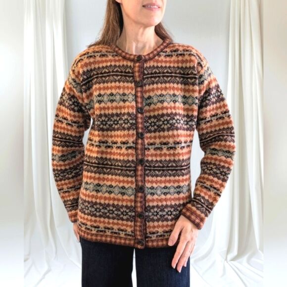 Gallagher Vintage Wool Grandpa Cardigan Sweater Brown Small - Picture 1 of 8